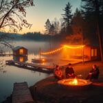 campingi na mazurach nad jeziorem