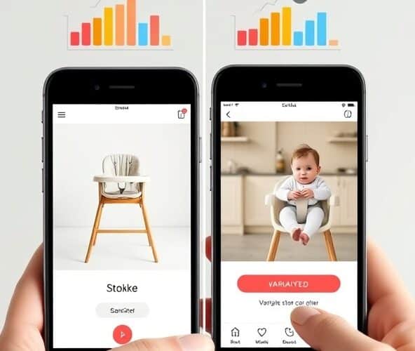 Czy testy A/B kart produktów krzesełek Stokke podniosą konwersję?