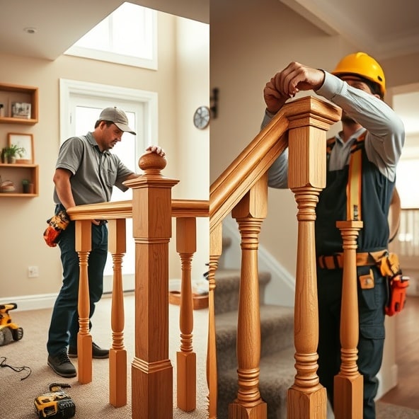 montaż balustrady drewnianej